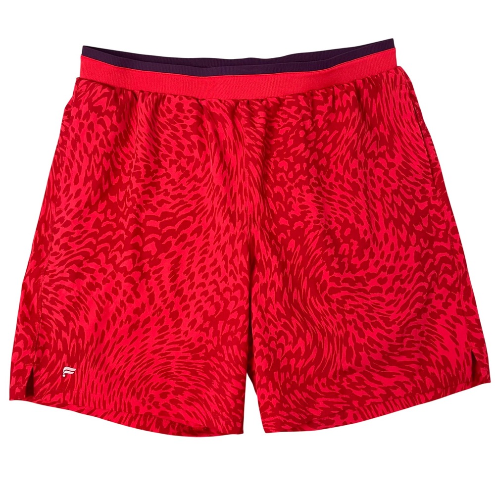 Fabletics The Fundamental Short Mens XL Red Animal Print Lined Athletic Workout